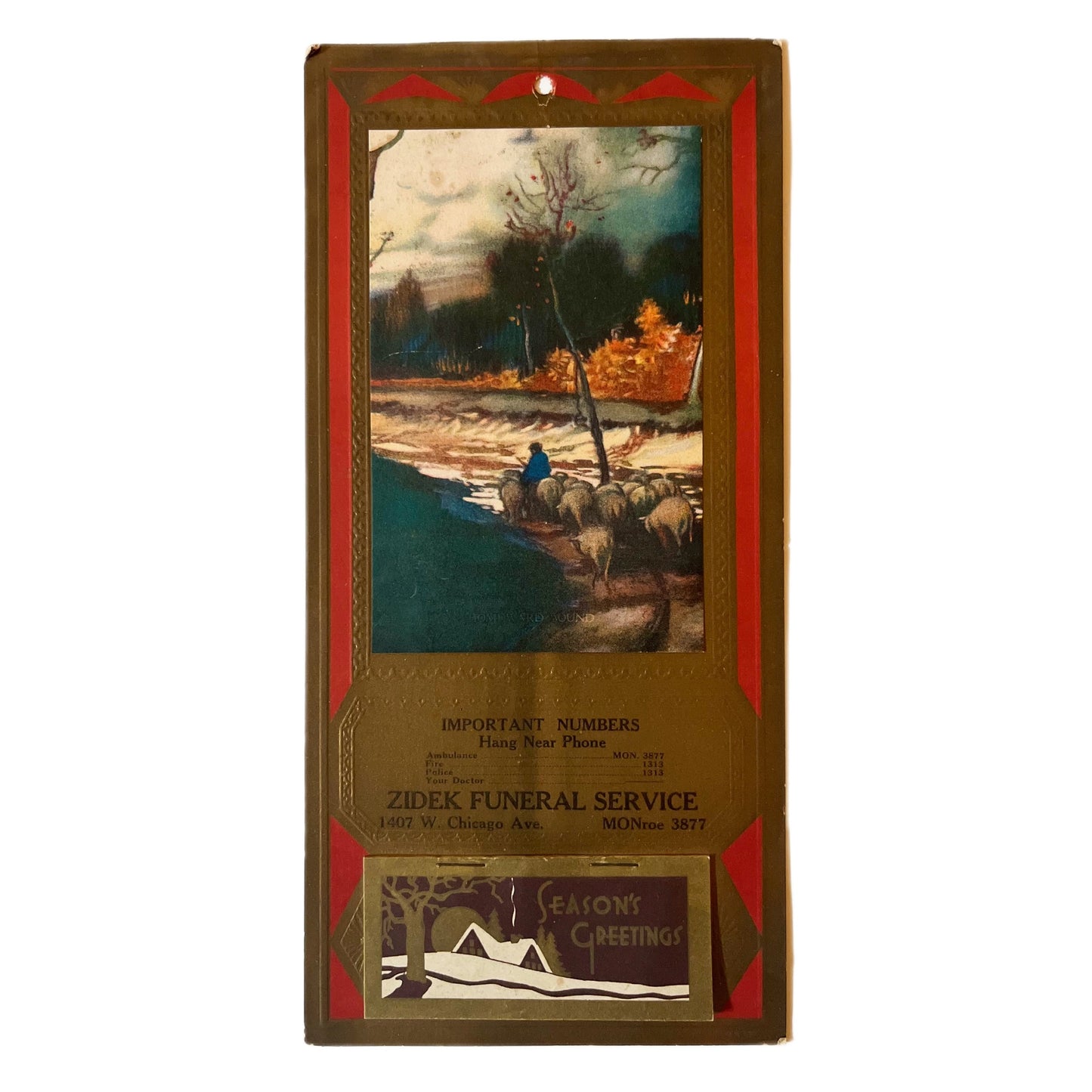 Vintage 1939 Funeral Home Calendar - Creepy Kids Club